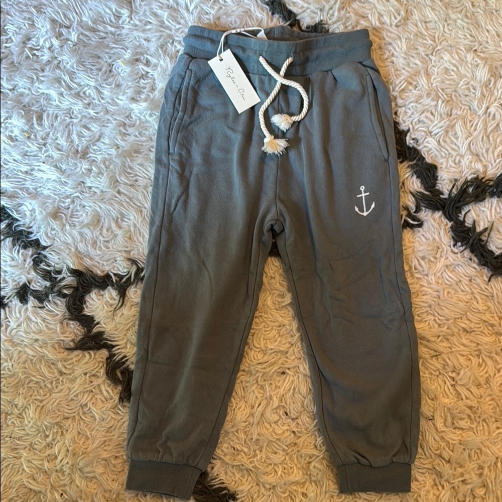 NWT Rylee + Cru Gray Kids Jogger Pants with Anchor Design